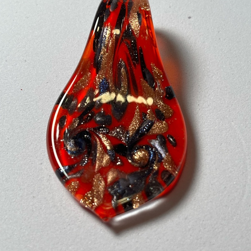Italian Red and Gold Murano Glass Pendant Charm